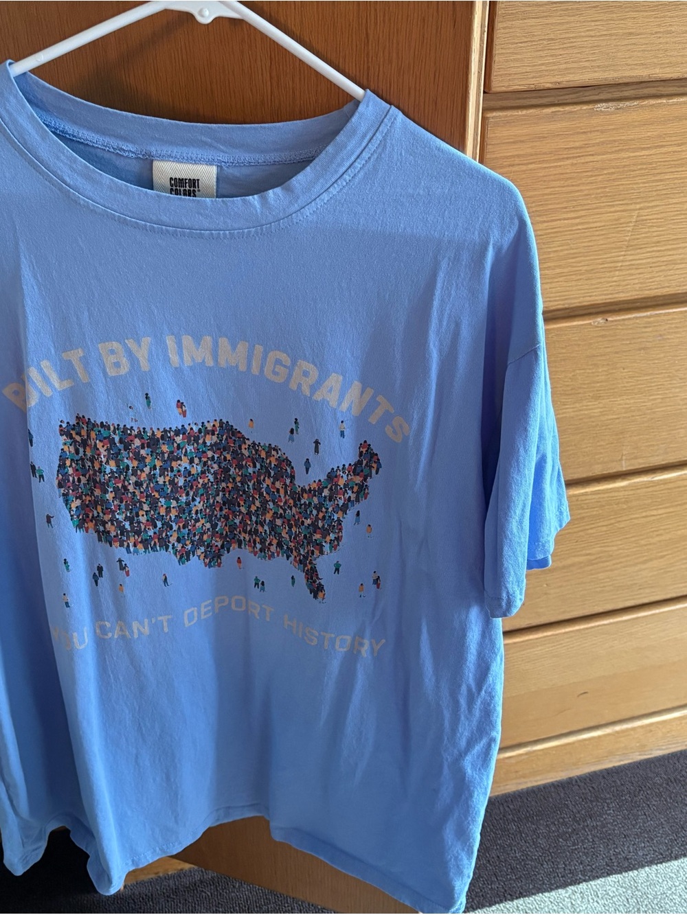 Comfort Colors Light Blue Kids 'Built by Immigrants' Graphic Tee